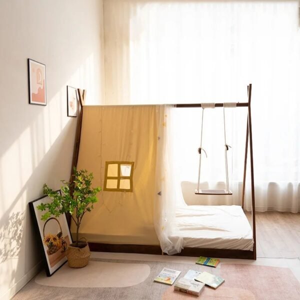 Indoor Playground Wooden Swing Kids Floor Bed