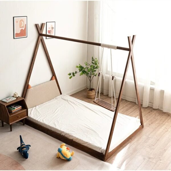 Indoor Playground Wooden Swing Kids Floor Bed