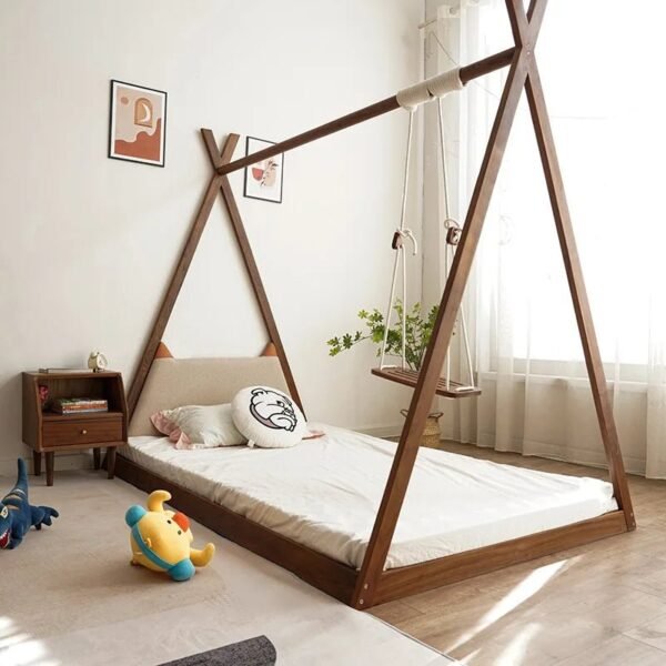 Indoor Playground Wooden Swing Kids Floor Bed