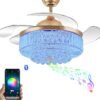 Melody Glow Crystal LED Ceiling Fan Speaker Lamp