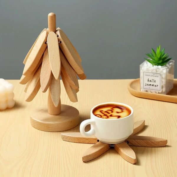 Wooden Tree Heat Resistant Coaster Set